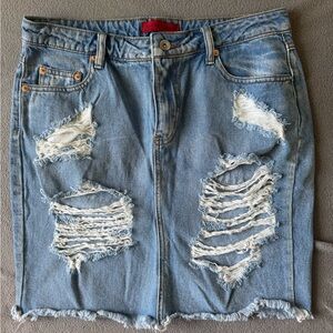 Signature8 Distressed Denim Ripped Skirt size large